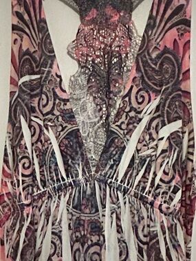Boho Sleeveless Maxi Dress w/ Lace Bodice & Vibrant Print – Flowy & Opaque